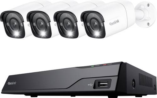 Reolink NVS8-12MB4 LAN IP-Überwachungskamera-Set 8-Kanal mit 4 Kameras 4512 x 2512 Pixel