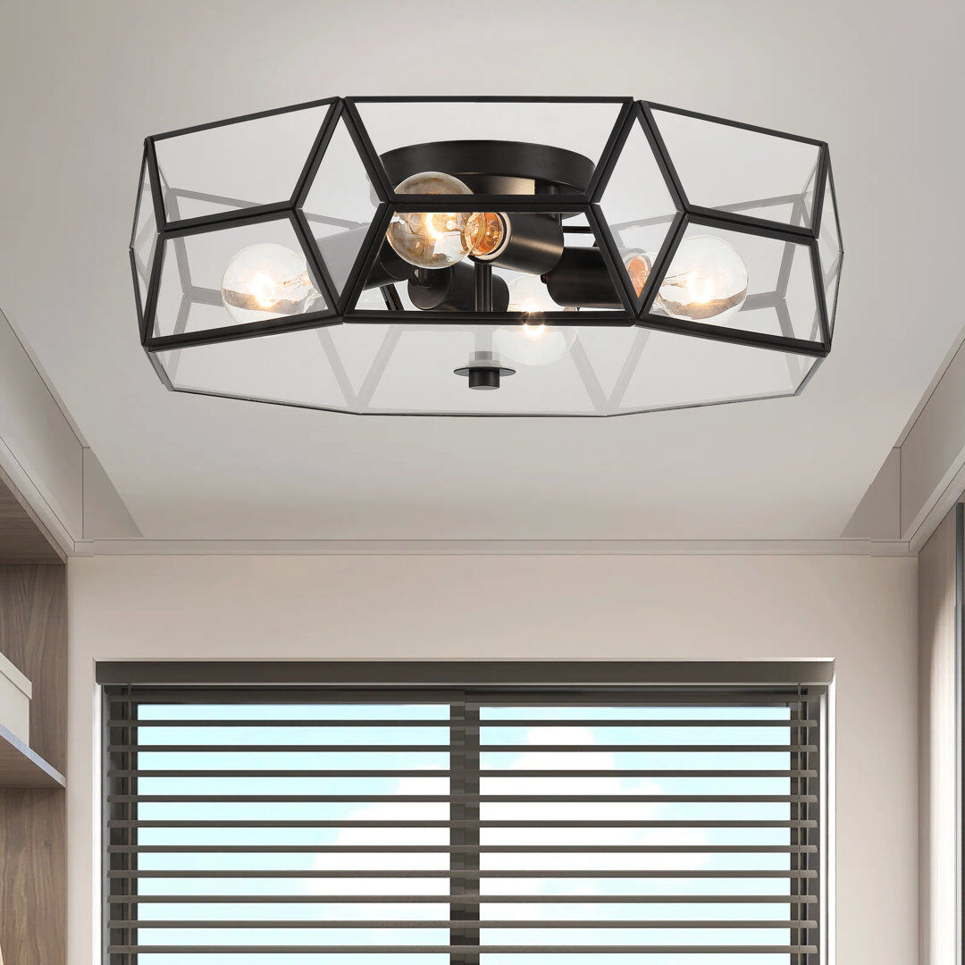 Canora Grey Anely 4 - Light 46cm Unique/Statement Geometric Flush Mount Light Black