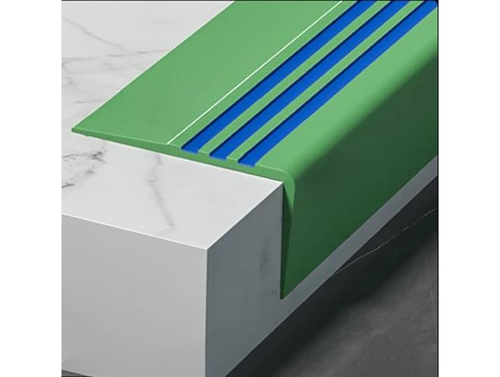 ASUIU Selbstklebender Rutschfester Treppenkantenschutz aus Gummi in L-Form(Green,L 9m)