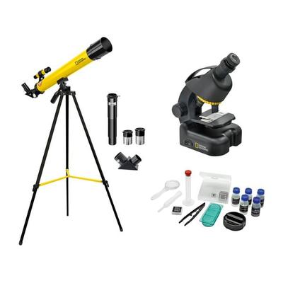 National Geographic 9118300 - Teleskop + Mikroskop Set für Einsteiger mit umfangreichen Zubehör, gelb/schwarz, Linsenteleskop