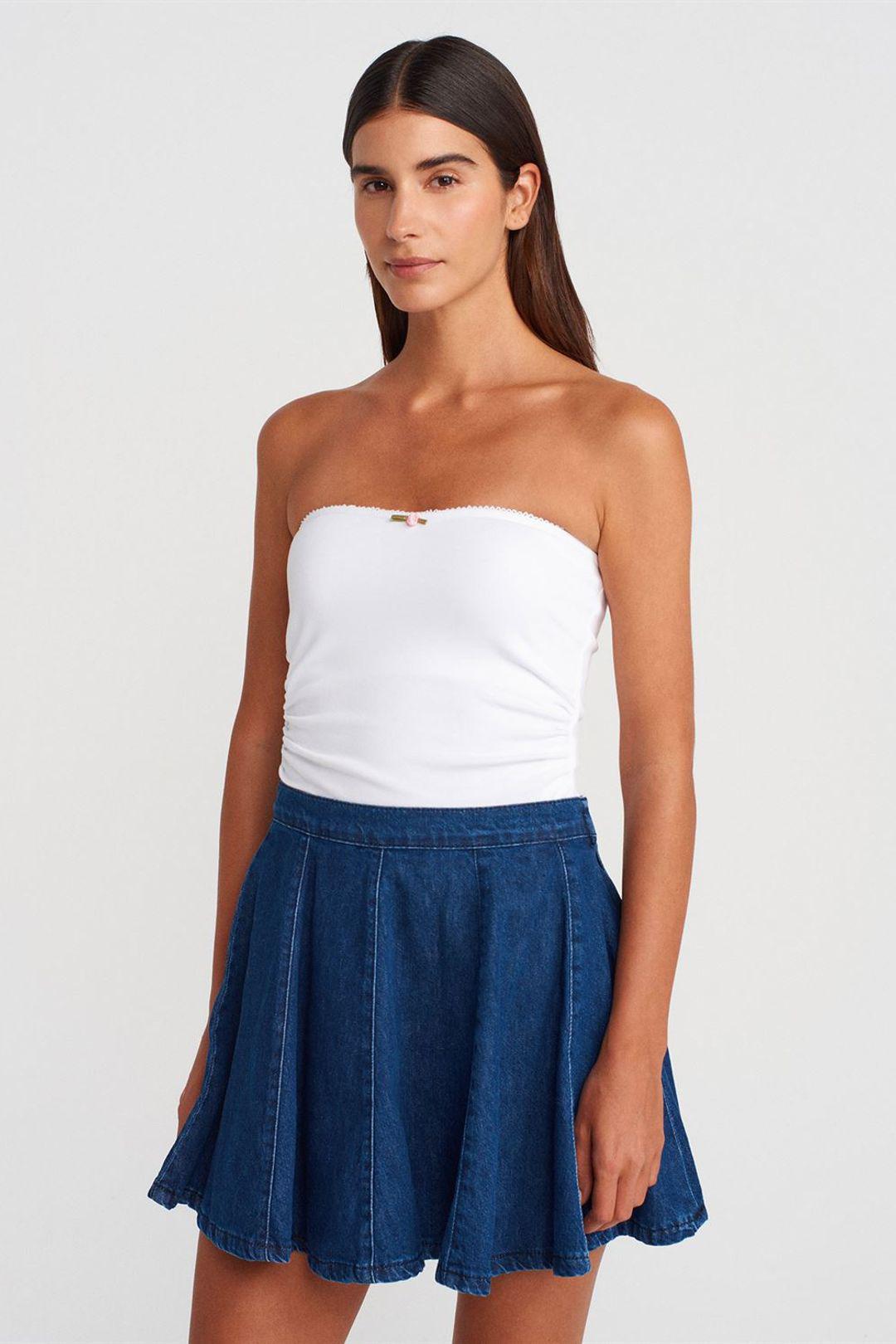Strapless Crop Bandeau Top met Strikdetail