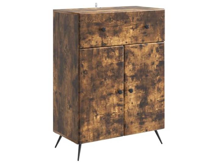 KPOTUERTU Sideboard Räuchereiche 66 x 34,5 x 90 cm Holzwerkstoff Fächer, Schubladen, Regale, verstellbare Ablagen, Esszimmer, Wohnzimmer, Home Office, pflegeleicht