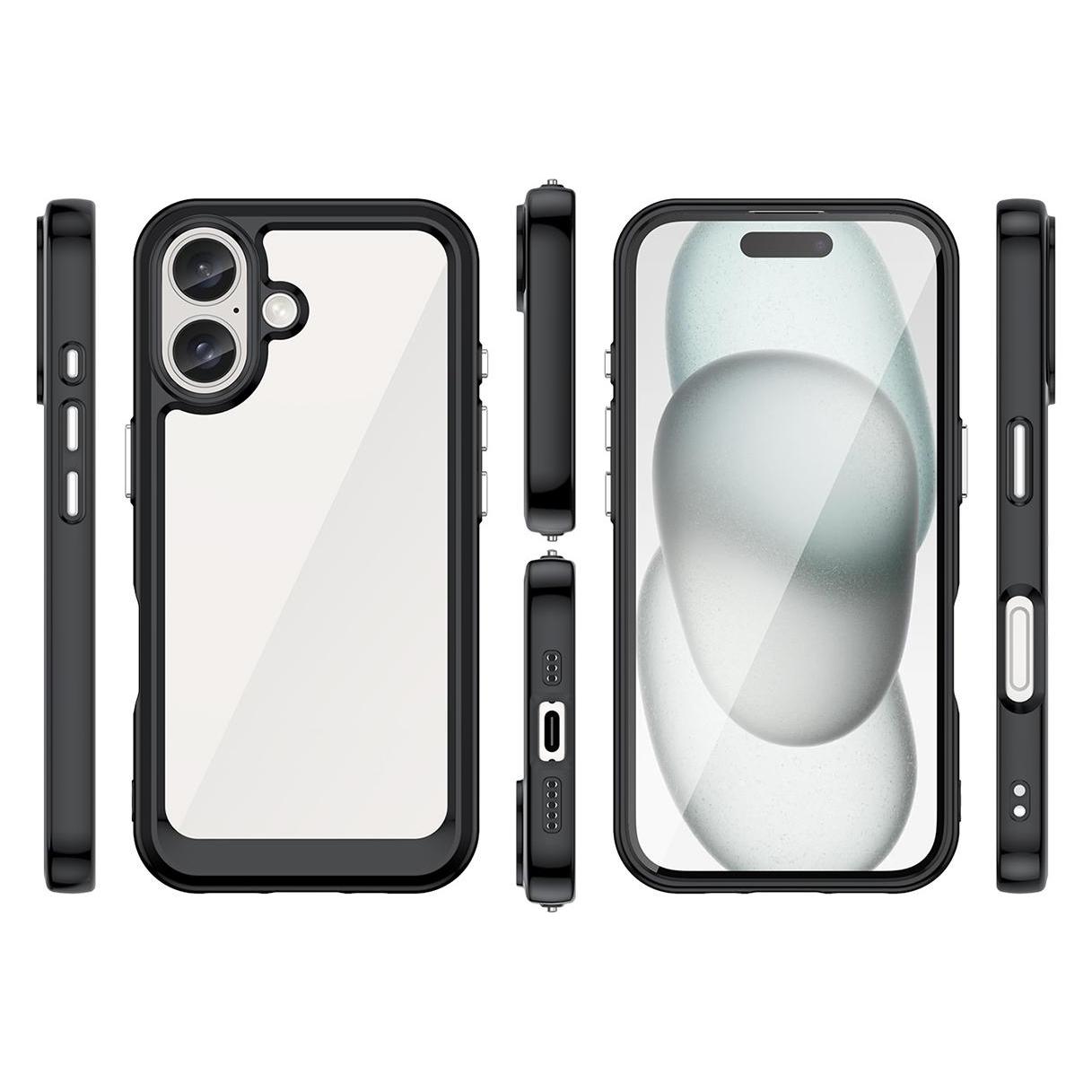 Hurtel Outer Space Case with Gel Frame for iPhone 16 - Black (Apple iPhone 16) (OUTER SPACE CASE IPHONE 16 BLACK)