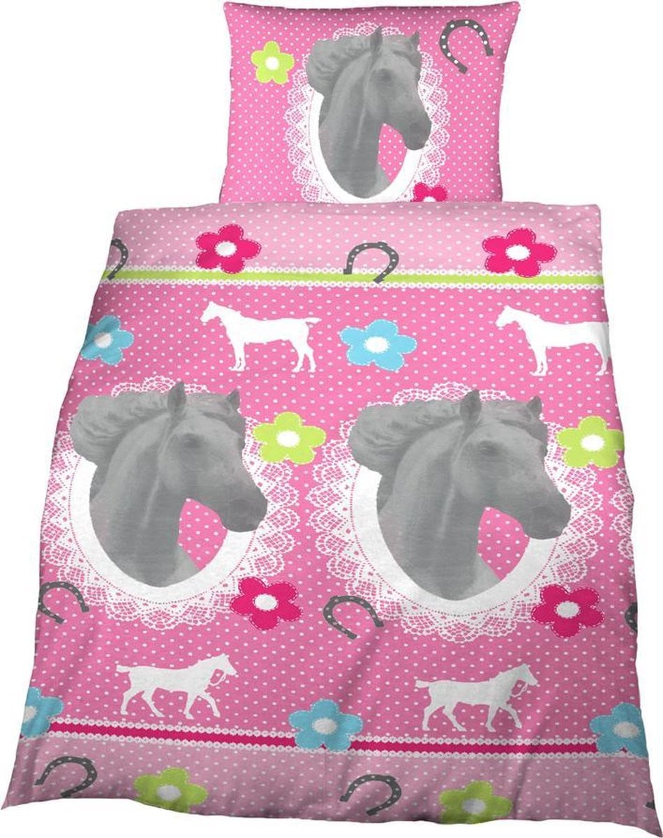 Kids Trend Dekbedovertrek White Beauty Eenpersoons - Roze - 140 x 200 cm
