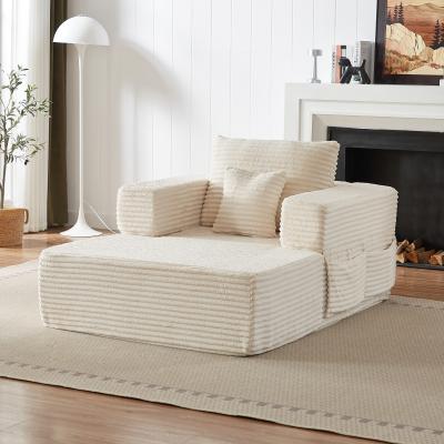 Loedds 45.6-inch 1-Seat Modular Modern Corduroy Sofa with Convertible Design and Storage for Living Room