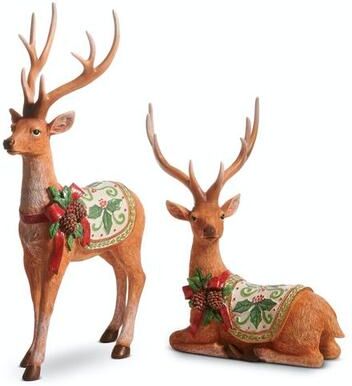 Raz Imports, Inc Christmas Deer Figures Brown Set of Two, Set of Two, Brown
