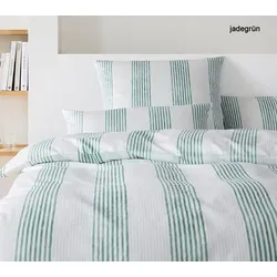 Elegante Bettwäsche Capri - 135x200 cm + 40x80 cm	jadegrün