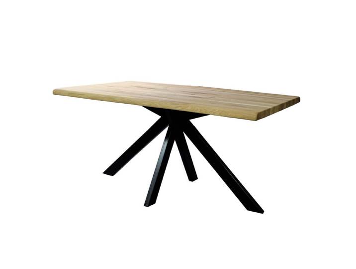 Landhaus-Esstisch Baumkante Wildeiche mit Spider Gestell 140x90 cm