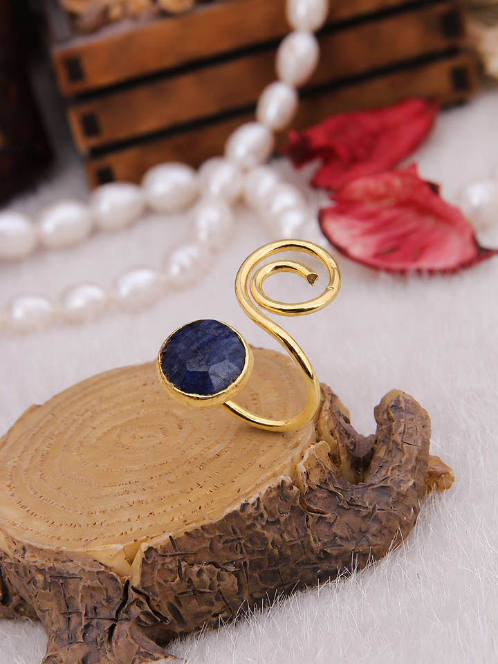 Pierres de Jade Vergold. Ring mit Edelstein - onesize