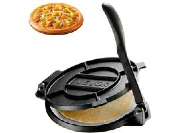 VEVOR Presse à Tortillas en Fonte 30,5 cm, Appareil à Chapati Quesadillas, Pataconera pour Roti Empanada Cuisine Maison, Pré-culottée, Machine à Tortillas Manuelle, avec 50 Feuilles de Papier Cuisson