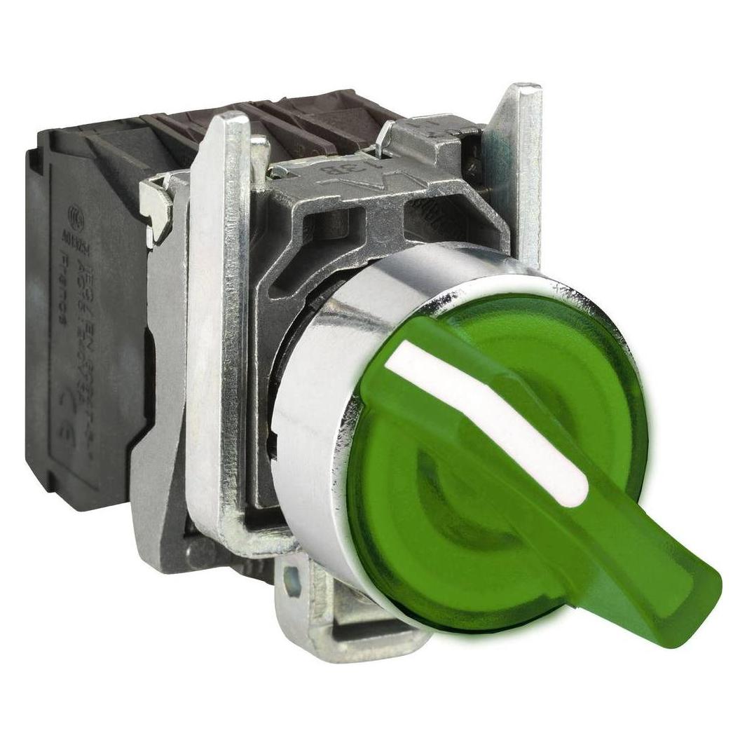 Schneider Electric Ill Selector Switch 3P Green 1NO/1NC 24V (XB4BK133B5)
