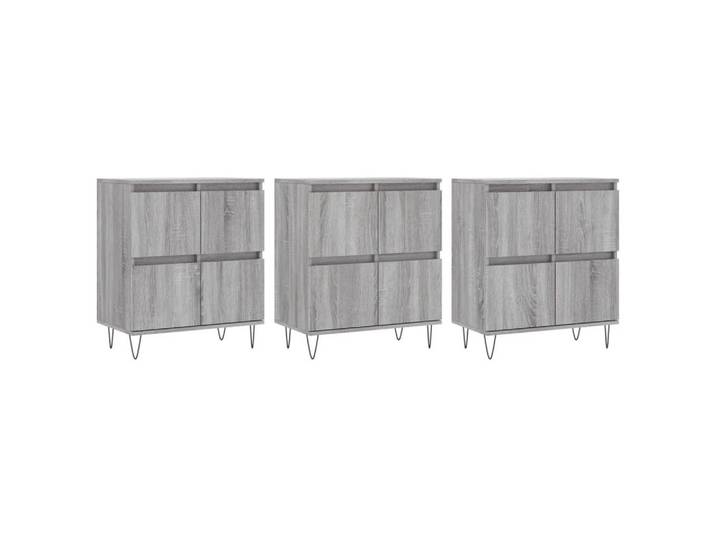 vidaXL Sideboard, Kommoden 3 Stk. Grau Sonoma Holzwerkstoff