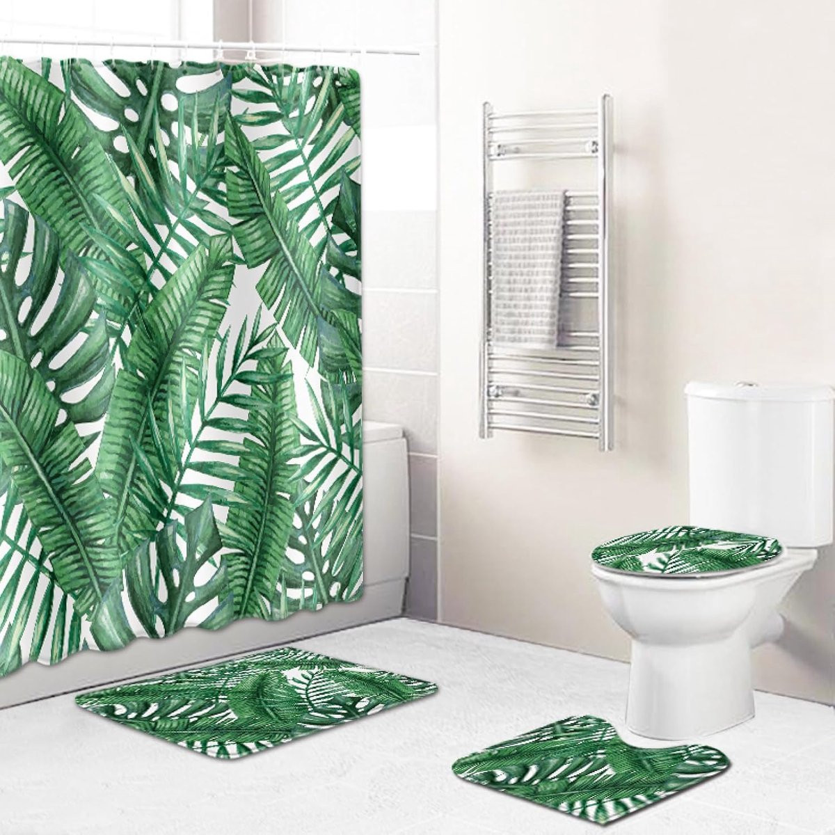 3-delige groene badmat set met antislip onderkant voor jouw badkamer
