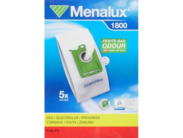 Menalux 1800, 5 stofzakken, Duraflow fresh met anti-geur, geschikt voor o.a. s-bag, UltraSilencer, ClassicSilence, ASP 71, APF 61, Essensio, ErgoClassic, US, ACS, AEO, AP