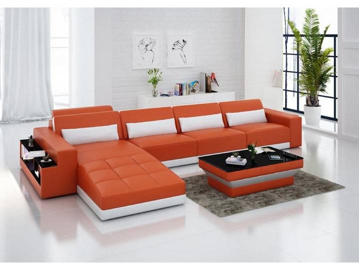 Xlmoebel Ecksofa Modernes Ledersofa mit USB-Anschluss für stilvolles Wohnen, Ecksofa, Hergestellt in Europa