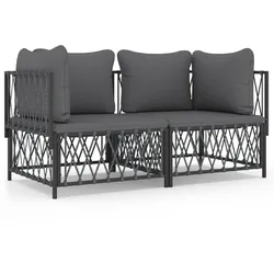 vidaXL 2-tlg. Garten-Lounge-Set mit Kissen Anthrazit Stahl