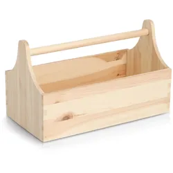 Werkzeugbox ZELLER PRESENT "Kiefer", hellbraun, B:18cm H:20,5cm T:34cm, Massivholz, Aufbewahrungsboxen, natürliches Holz, vielseitig, einfach tragbar