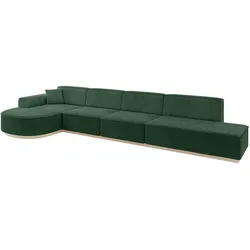 ECKSOFA Ottomane Links ARRIO-L3 - 413x171x83 cm Grün