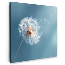 LEINWANDBILD Löwenzahn - Wind - Blau Wandbild Wohnzimmer 50x50 cm