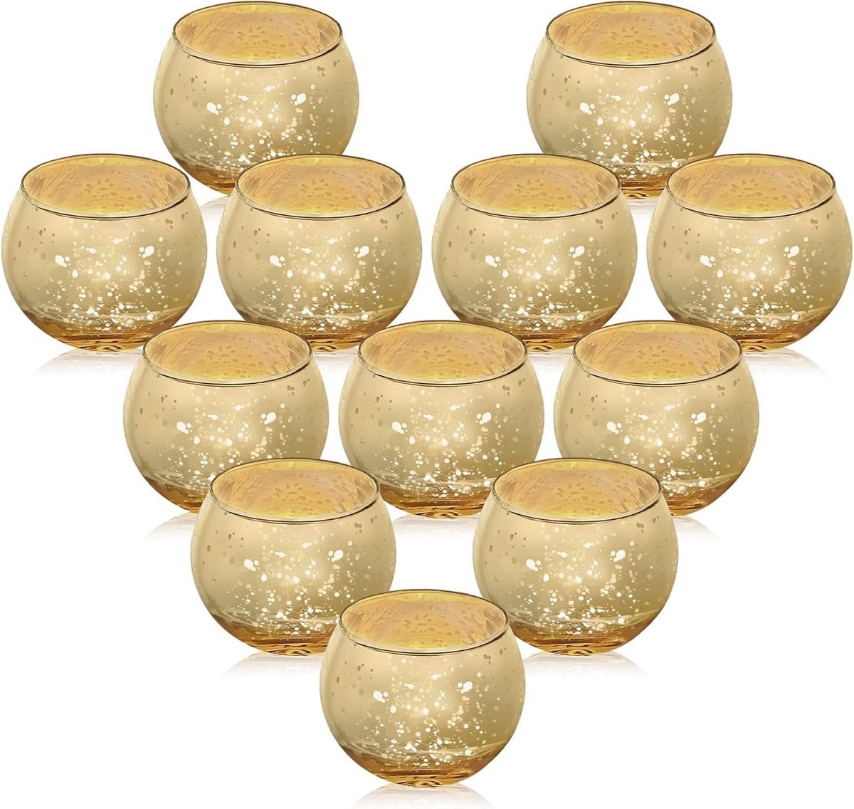 Set van 12 ronde gouden theelichtglazen voor decoratie