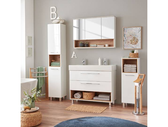 Badset 4-teilig Doppelwaschtisch 170 x 168 x 47cm Bianco