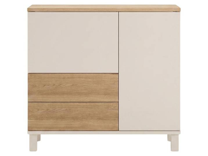 CALICOSY - Sideboard with 2 doors and 2 drawers, cashmere and oak decor, L87 cm - KORA