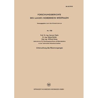 Untersuchung des Räumvorganges, Taschenbuch von Herwart Opitz, VS Verlag für Sozialwissenschaften, 978-3-663-03792-7