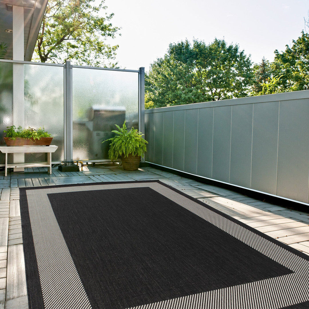 THE RUGS Ecology Collection Geometric Area Rug Black Rectangle 200 x 290 cm