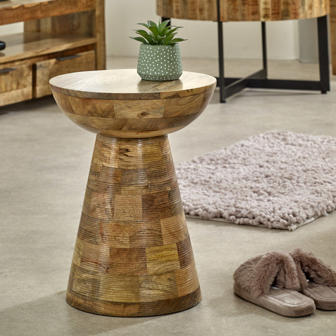 Alpen Home Fairlight Solid Wood Pedestal End Table Brown 46cm H X 36cm W X 36cm D