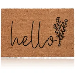 Relaxdays Kokos Fußmatte "Hello" Hellbraun,Schwarz