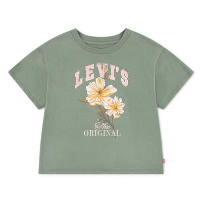 T-Shirt LEVI'S KIDS "LVG FLOWER MARKET OVERSIZED TE", Mädchen, Gr. 4 (104), grün (sea spray), Jersey, Obermaterial: 60% Baumwolle, 40% Polyester, bedruckt, oversize normal, Rundhals, Shirts T-Shirt, mit Flower-Print