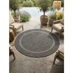 Outdoorteppich ALSTER, einfarbig, Schwarz, Ø 120 cm