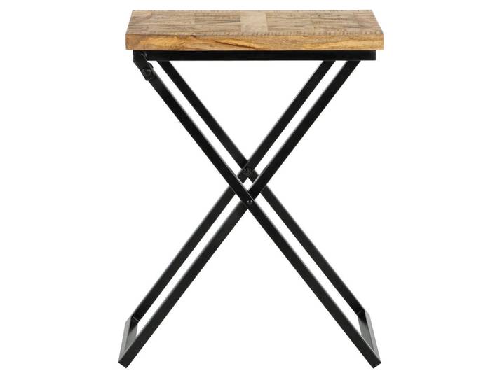 Womo-Design Beistelltisch 48x35x63 cm Natur-Schwarz aus Mangoholz, Naturfarben, Holz, 35x63x48 cm, Wohnzimmer, Wohnzimmertische, Beistelltische