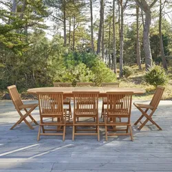 Ovale Outdoor Sitzgruppe aus Akazienholz Capri 8