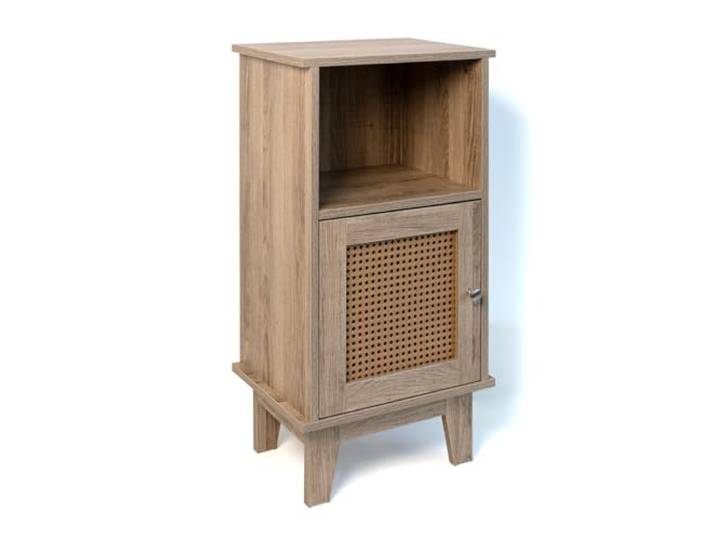 VINTHERA Beistelltisch mit Gittertür Moa aus Spanplatte PB Holz, Spanplatte Pb, Holz-Finish, 40 x 30 x 80 cm