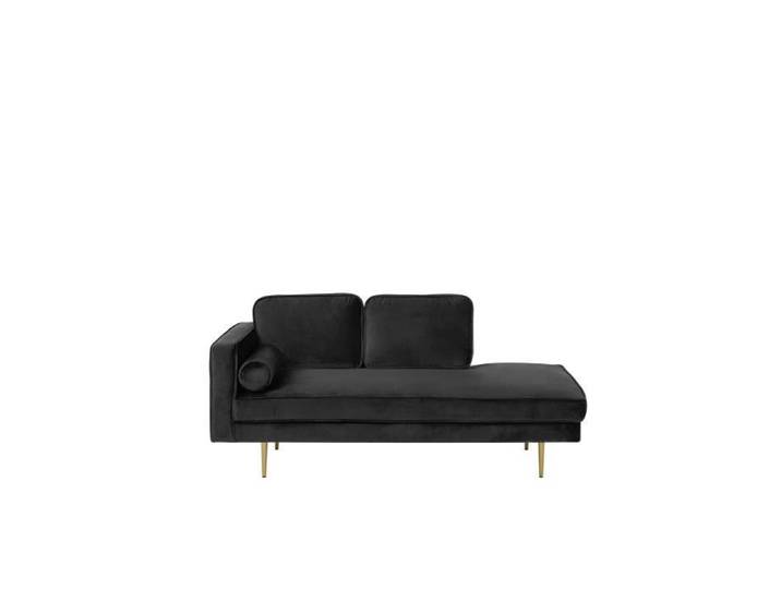 Beliani - Chaise longue en velours noir côté gauche MIRAMAS