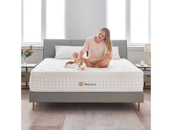 Hiepunos Matelas 180x200cm Épaisseur 26cm Matelas à Ressorts Ensachés et à Mémoire de Forme Hybride Matelas 7 Zones de Confort