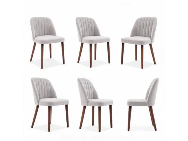 IDEALHOUSE Gepolsterte Esszimmerstühle Rubberwood Dining Chair 6er Grau Dining Room Chairs Stoffbezug, Gepolsterte Sitzfläche & Holzbeine, Moderner Küchenstuhl Für Esszimmer/Küche, bis 300 lbs
