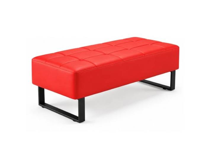 ZomoQryn Wartezimmerbank Kunstleder Bürogästestuhl Gepolsterte Sitzbank PU-Leder,Stahlrahmen,Gepolsterte Eingangsbank,Geeignet für Zuhause,Besprechungsräume,Schönheitssalons(Red,100x42x42cm)