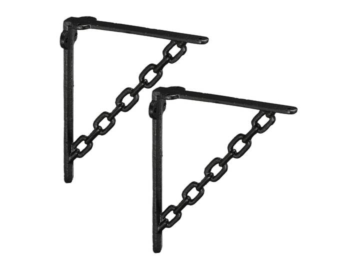 Regalwinkel Gusseisen Kette 2er-Set Schwarz