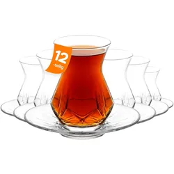 LAV Alya Teegläser 165 ml (5 1/2 oz) - 6 Gläser & 6 Unterteller Set