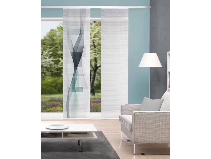 Schiebegardine VISION S LUMA , salbei, B:60cm H:260cm, Polyester, Polyester, Gardinen, Schiebegardine, digital bedruckt