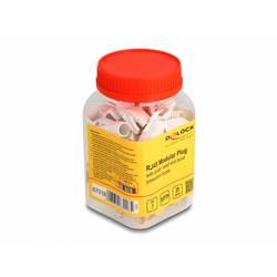 Delock 67018 RJ45 Modularer Stecker mit Zugentlastung und Knickschutztülle für Cat.7 Rundkabel 25er Set 67018 RJ45 Stecker Gold, Weiß 1 St.