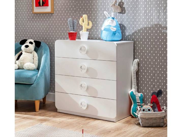 Möbel-Zeit Kommode Babyzimmer Kinderzimmer Kommode Baby Cotton mit 4 Schubladen