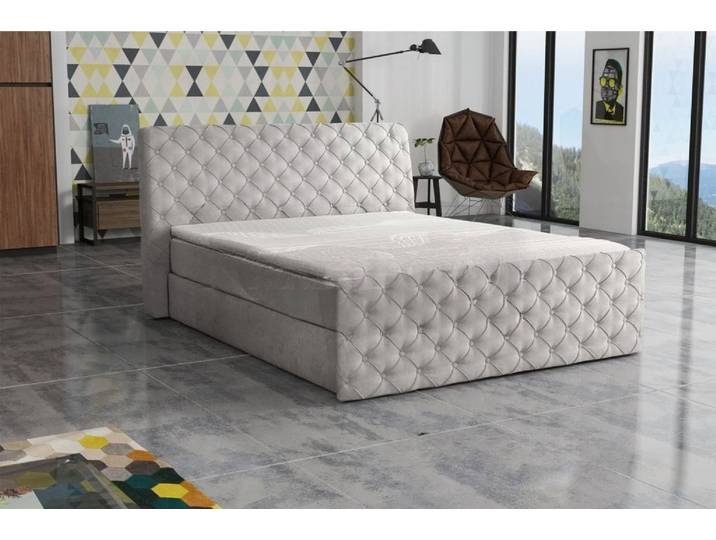 Xlmoebel Polsterbett Chesterfield Hotel Doppelbett aus Leder in eleganter Optik (1-tlg., Bett), Hergestellt in Europa