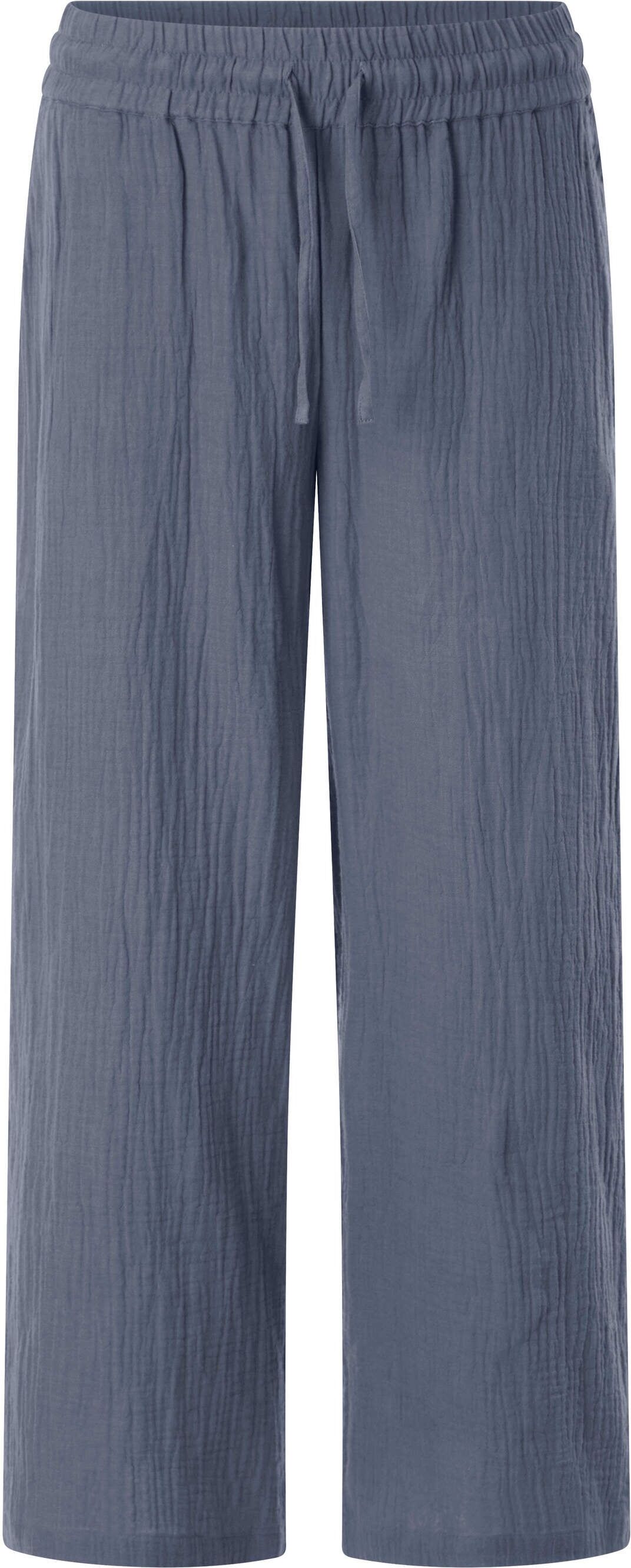 Culotte WITT "Culotte Culotte in Struktur-Qualität", Damen, Gr. 44, N-Gr, blau (rauchblau), Musselin, , Sportlich, weit, Hosen Culotte