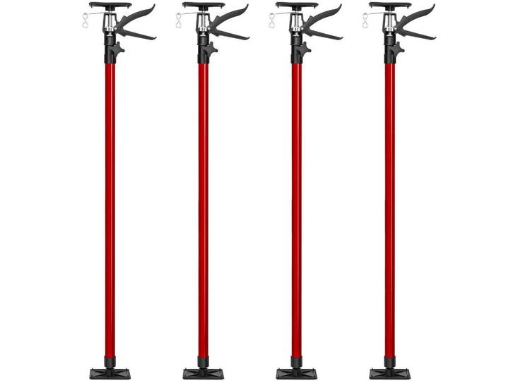 tectake Teleskopstützen 4er Set, mit Schnellspannsystem, rot, Rot, Freizeit & Co, Heimwerken