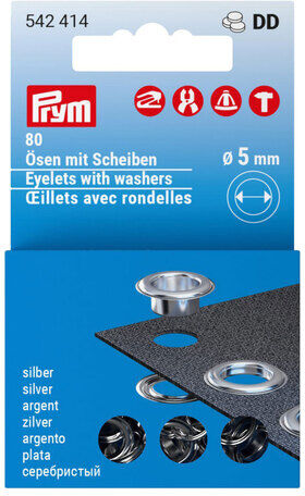 Prym Nähfrei-Ösen mit Scheiben, Größe: 5 mm Ø, Inhalt: 80 Stück