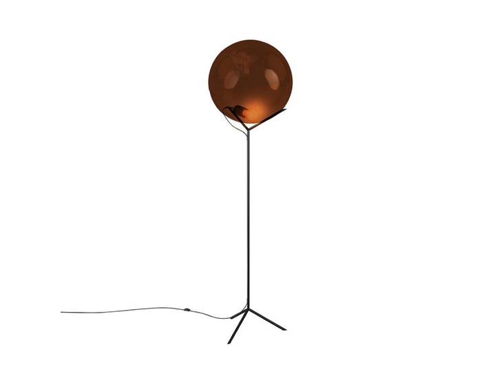 s.luce Stehlampe Orb Poseidon Ø 50cm, Braun, Glas, Rund, E27, 50x180x50 cm, Lampen & Leuchten, Innenbeleuchtung, Stehlampen