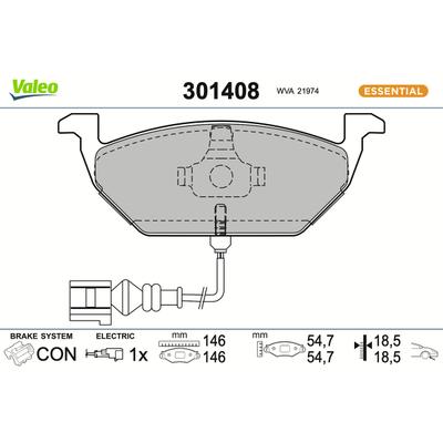 VALEO Bremsbelagsatz, Scheibenbremse FIRST 301408 Vorderachse für VW Skoda (SVW)